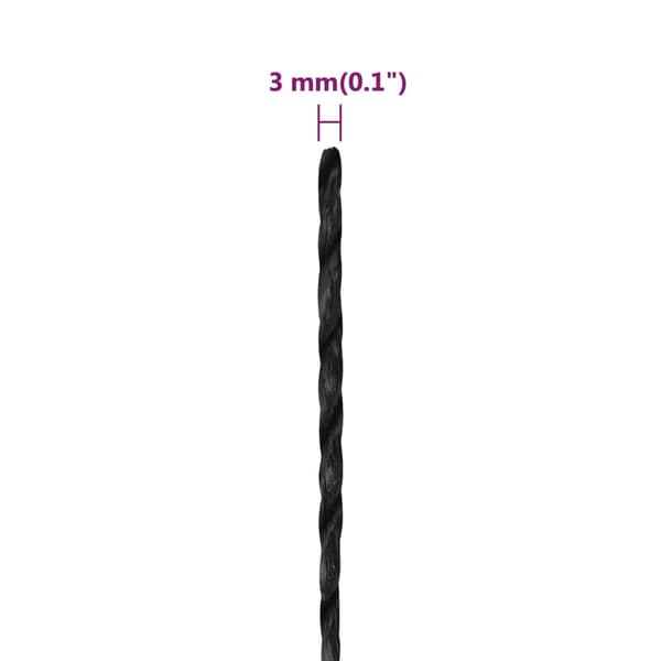 Rep svart 3 mm 500 m polypropylen