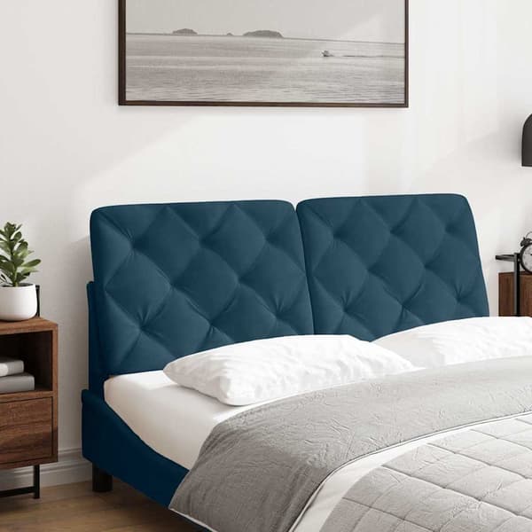 Headboard Cushion Blue 140 cm Velvet
