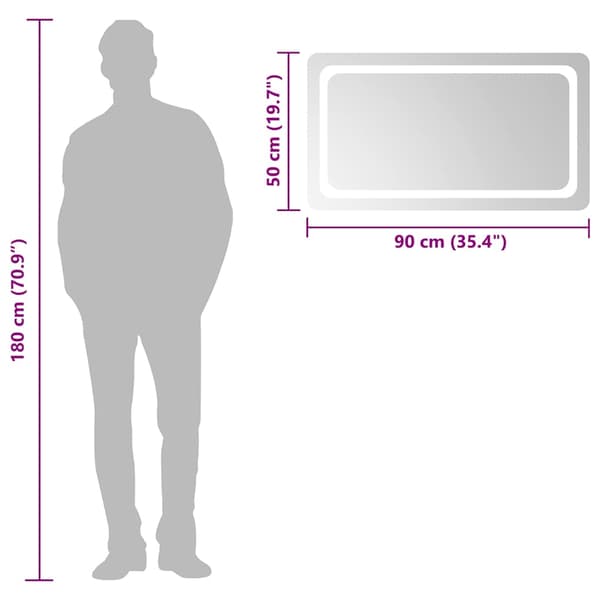 Badrumsspegel LED 90x50 cm