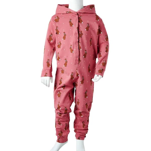 Barnpyjamas med huva gammelrosa 104