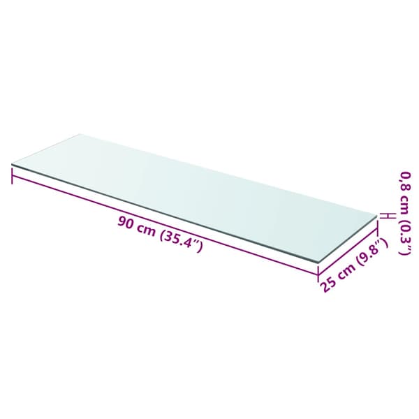 Hyllplan glas genomskinlig 90x25 cm