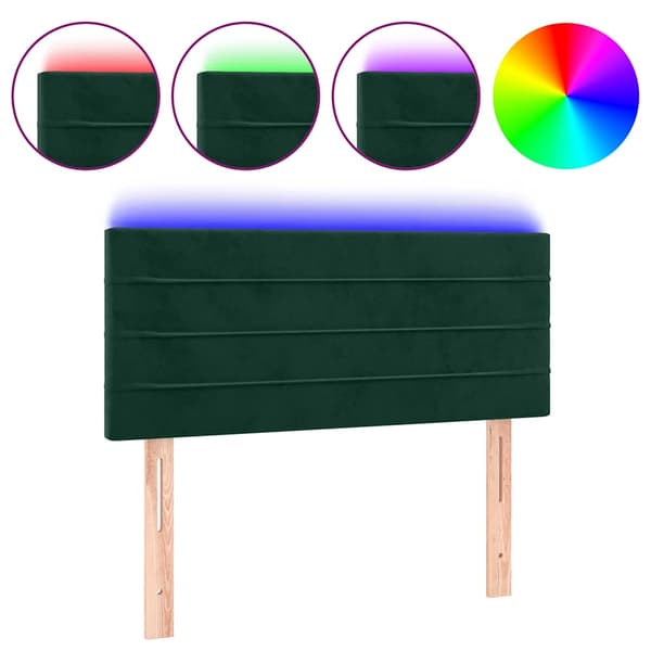 Sänggavel LED grön 100x5x78/88 cm sammet
