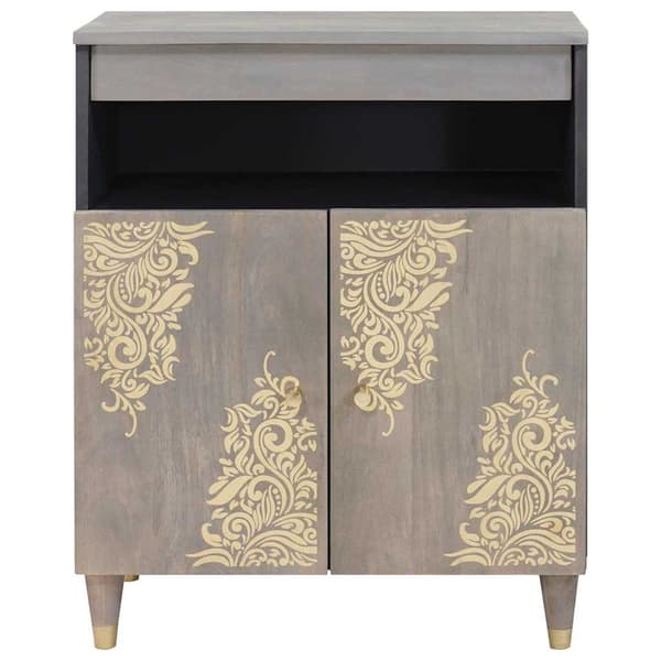 Sideboard Grå och Guld 60 x 33 x 75 cm Massivt mangoträ