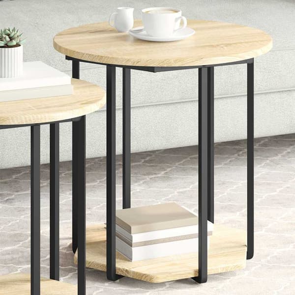 Sidobordsset med hylla 2 pcs Brun