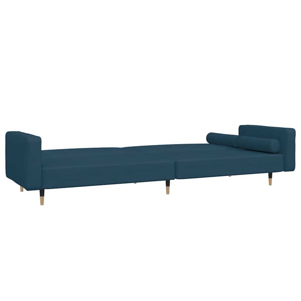 Bäddsoffa 2-sits med två kuddar blå sammet