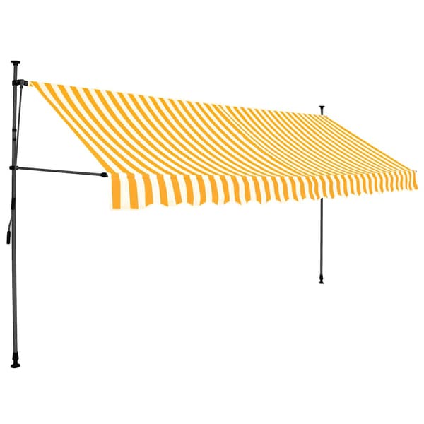 Markis manuellt infällbar med LED 400 cm vit och orange