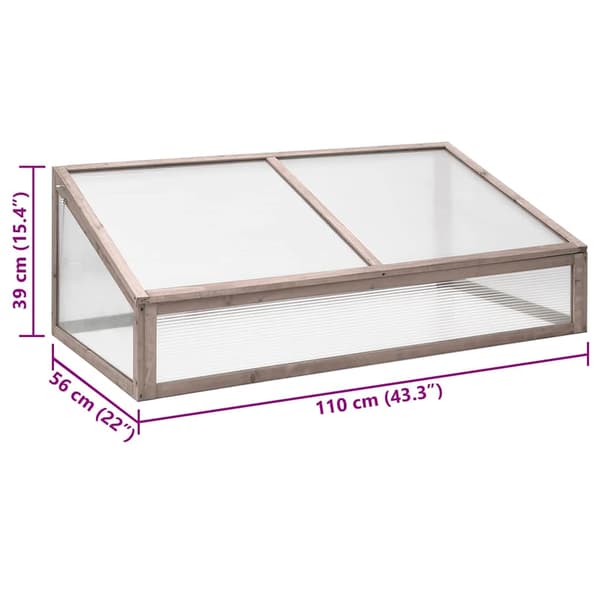 Växthus grå 110x56x39 cm granträ