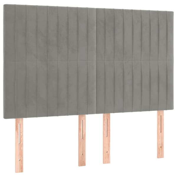 Ramsäng med madrass ljusgrå 140x190 cm sammet