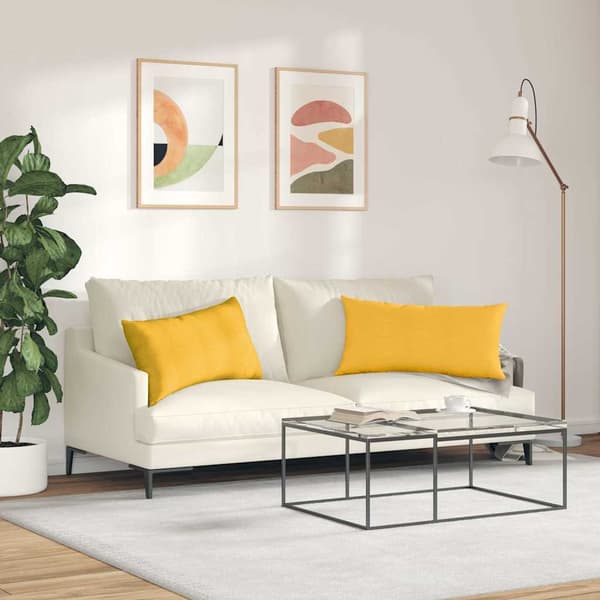 Sofakuddar 2 pcs Ljusgul 80 x 40 cm Kordread tyg