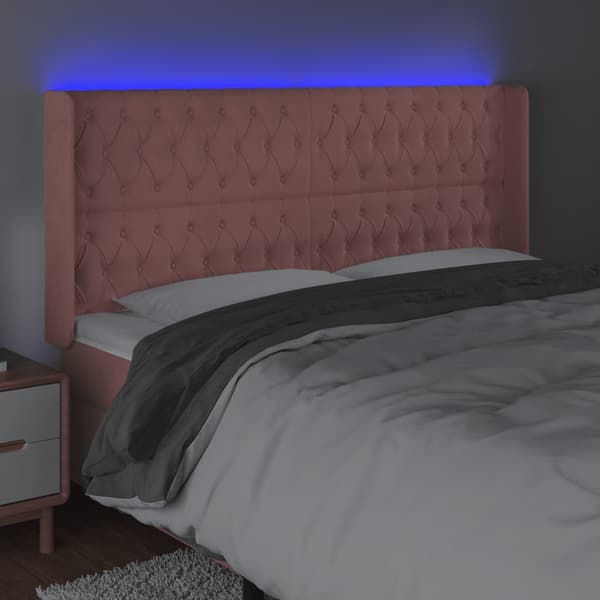 Sänggavel LED grön 183x16x118/128 cm sammet