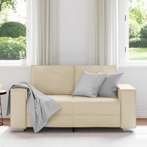 Tvåsitssoffa Kräm 160 cm Konstläder
