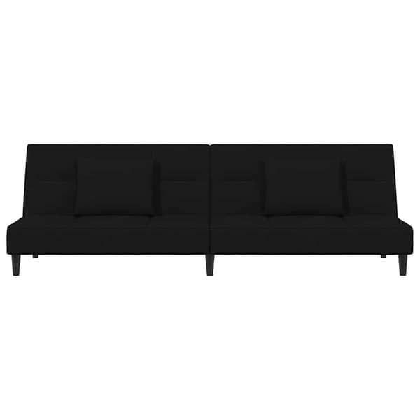 Bäddsoffa 2-sits med två kuddar svart sammet
