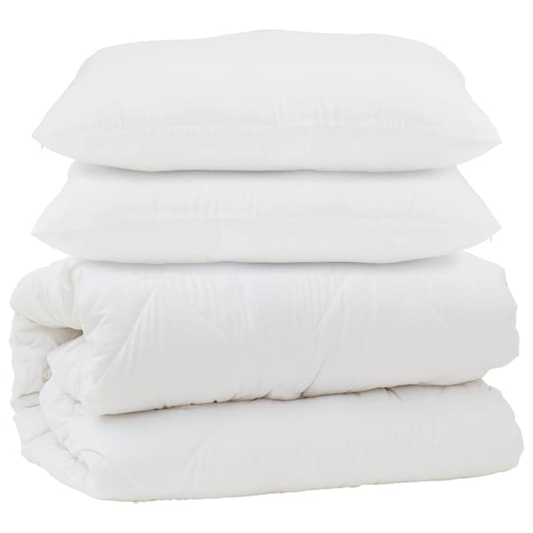 Duntäcke med kudde 3 pcs Vit Mikrofiber
