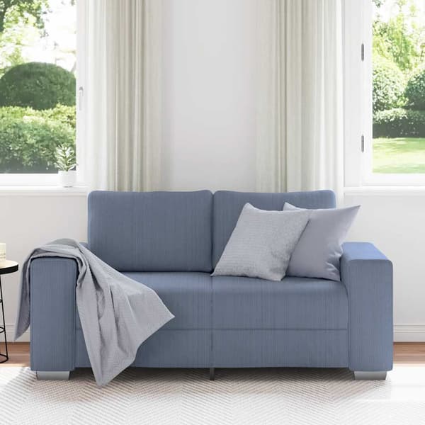 Loveseat soffa blå 160x77x82 cm manchestertyg