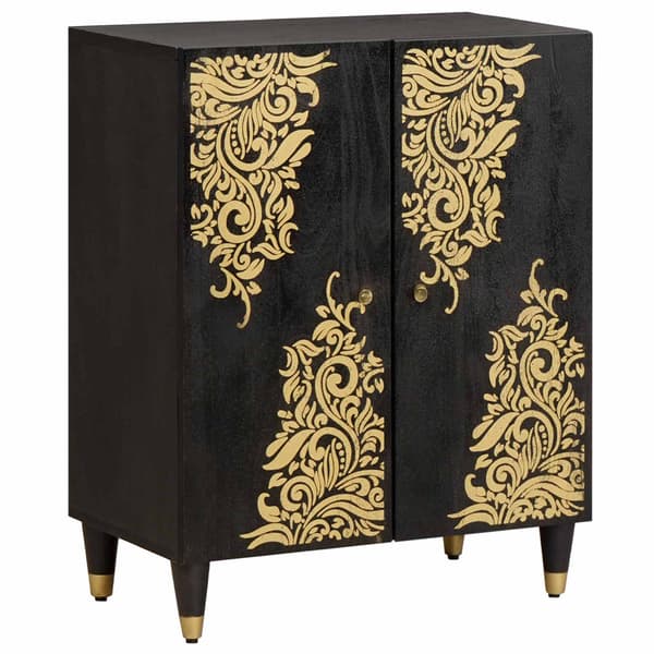 Sideboard Svart 60 x 33 x 75 cm Massivt mangoträ