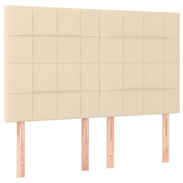 Ramsäng med madrass & LED gräddvit 140x190 cm tyg