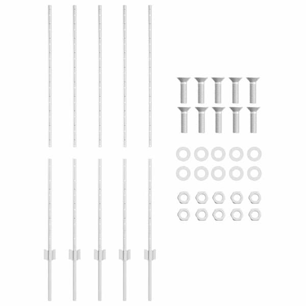 Stängselstolpe 5 pcs Silver 140 cm Stål