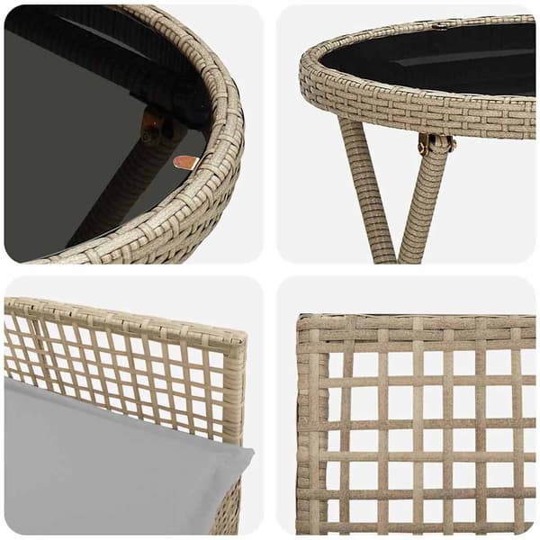 Trädgårds Bistro Set 3 pcs Beige konstrotting
