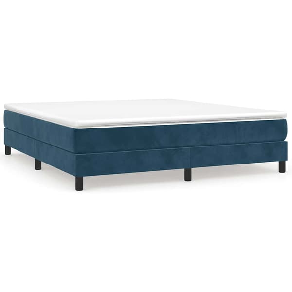 Boxspring-sängram mörkblå 160x200 cm sammet