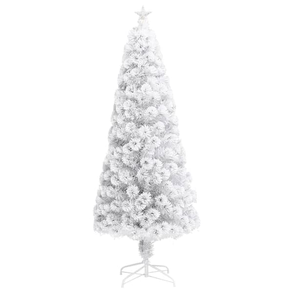 Belyst plastgran vit 240 cm fiberoptik