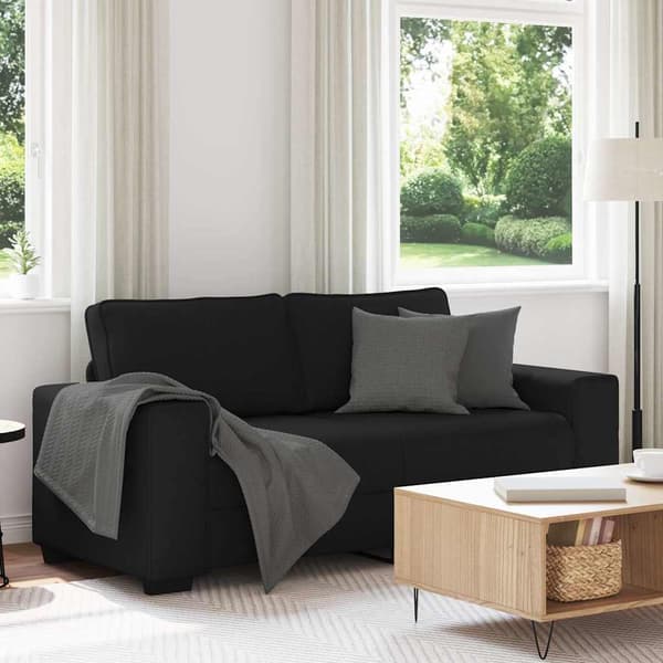 2-sitssoffa svart 180x77x82 cm tyg