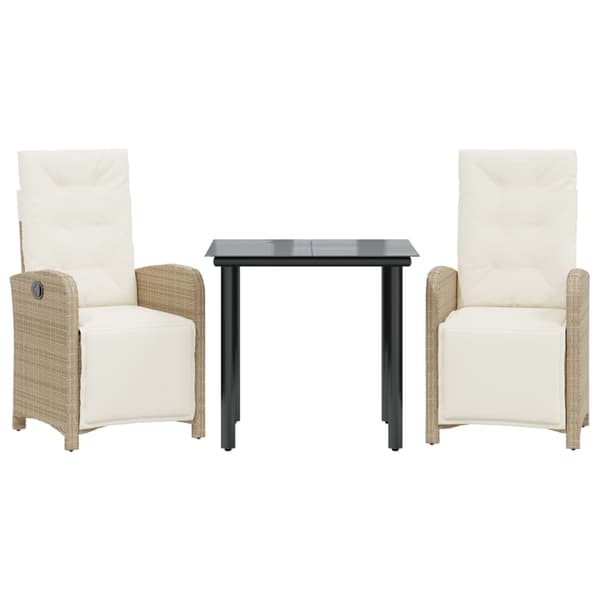 Bistrogrupp med dynor 3 delar beige konstrotting
