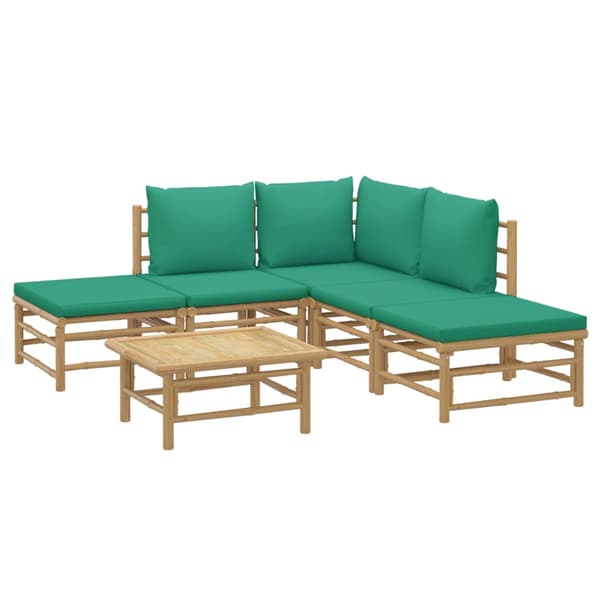 Loungegrupp 6 delar gröna dynor bambu
