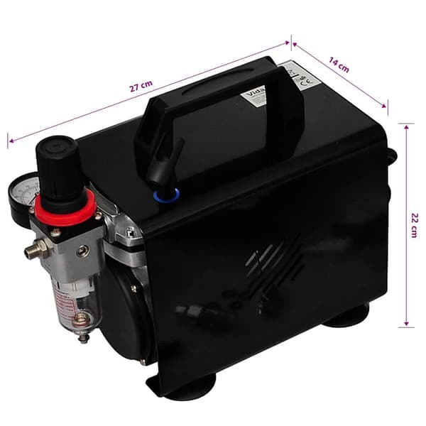 Airbrush med kompressor och 3 färgsprutor