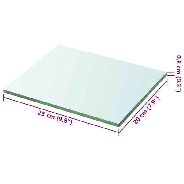 Hyllplan 2 st glas genomskinlig 20x25 cm