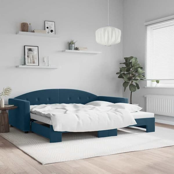 Dagbädd utdragbar blå 100x200 cm sammet