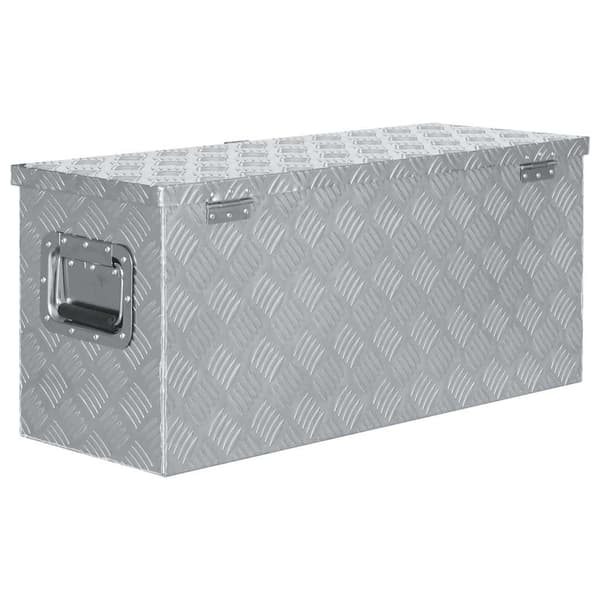 Förvaringslåda aluminium 80x30x35 cm silver