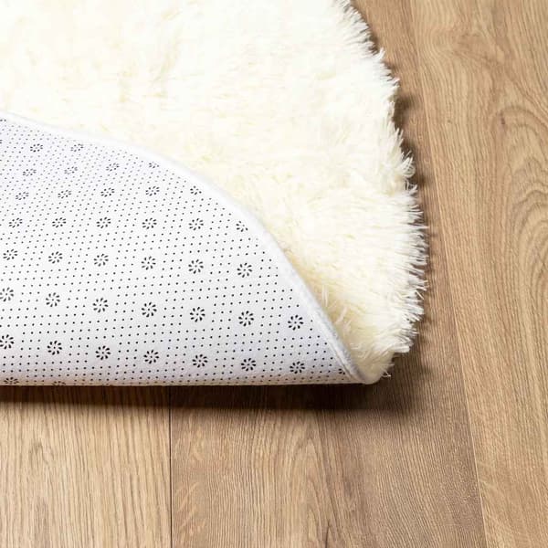 Ryamatta med lång lugg NAVARRA gräddvit 100x100 cm polyester