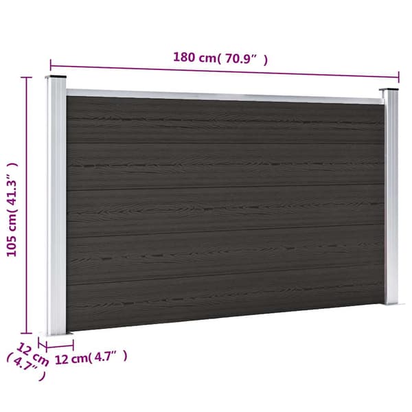 Staketpanel WPC 180x105 cm svart
