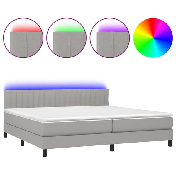 Ramsäng med madrass & LED ljusgrå 200x200 cm tyg