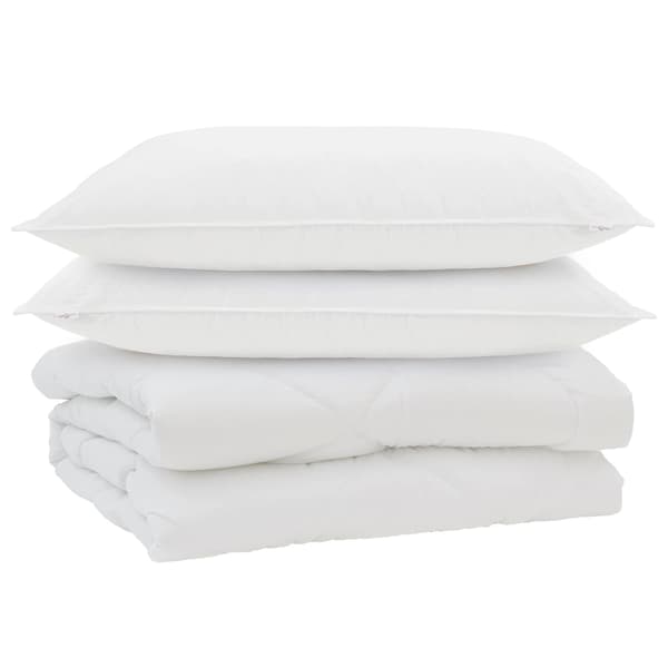 Duntäcke med kudde 3 pcs Vit Mikrofiber