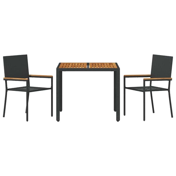 Trädgårdsmöbelset 3 pcs Svart konstrotting