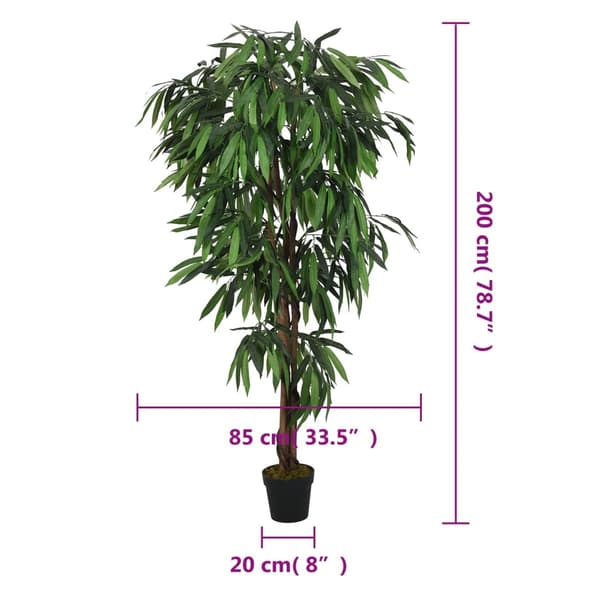 Konstväxt mangoträd 1050 blad 200 cm grön