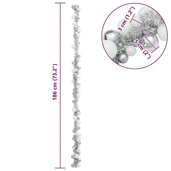 Julkulagirland Vit och Silver 186 cm Polystyren