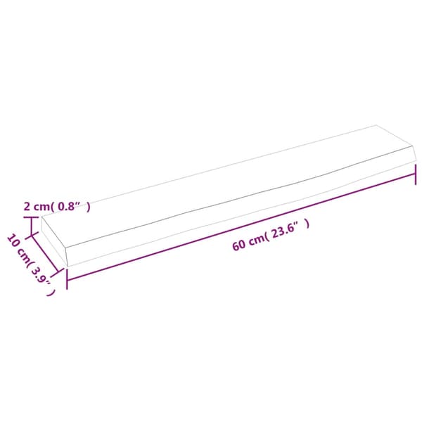 Hyllplan 60x10x2 cm obehandlad massiv ek