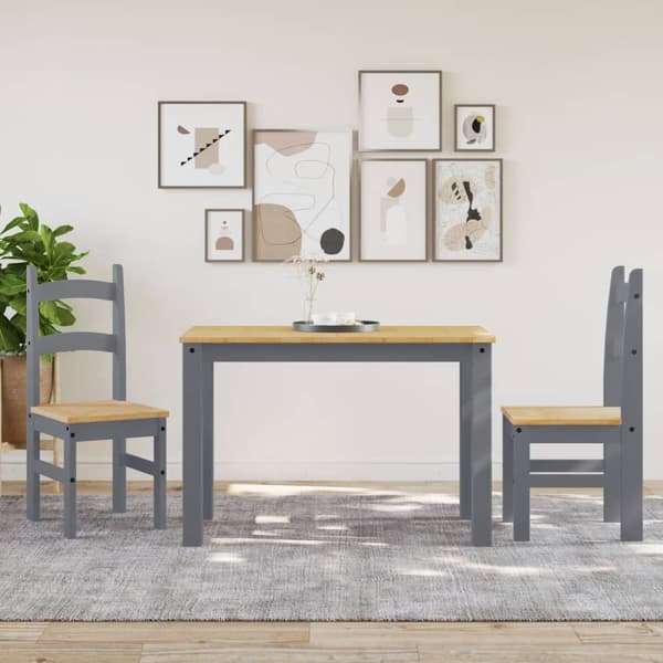 Matstolar 2 st grå 40x46x99 cm massiv furu