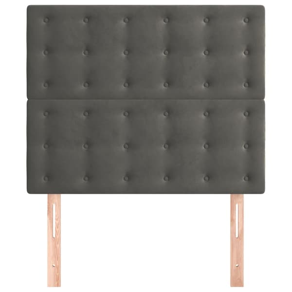 Sänggavel mörkgrå 100x5x118/128 cm sammet