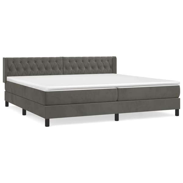 Ramsäng med madrass mörkgrå 200x200 cm sammet