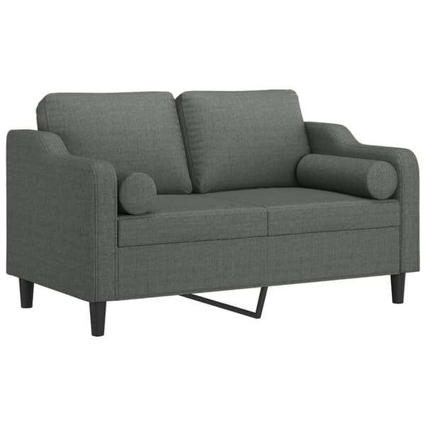 2-sits soffa med prydnadskuddar mörkgrå 120 cm tyg