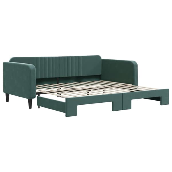 Dagbädd utdragbar mörkgrön 100x200 cm sammet