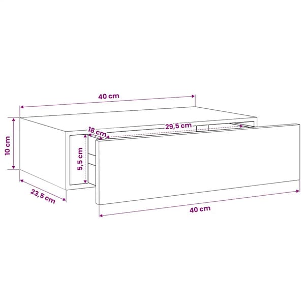 Väggmonterad låda vit 40x23,5x10 cm MDF