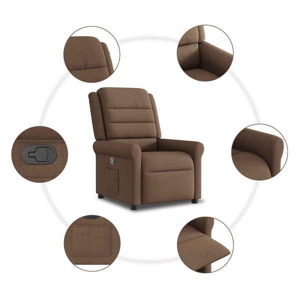 Reclinerfåtölj brun tyg