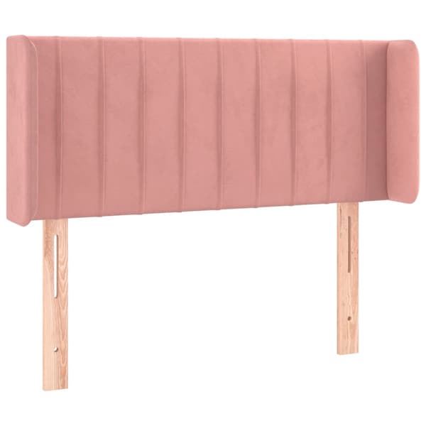Sänggavel LED rosa 103x16x78/88 cm sammet