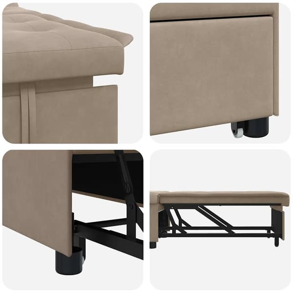 Pull Out Sofa Bed Taupe 194 x 67 x 82 cm Mikrofiber