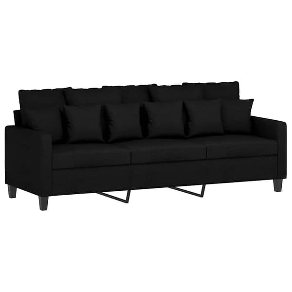3-sitssoffa svart 180 cm tyg