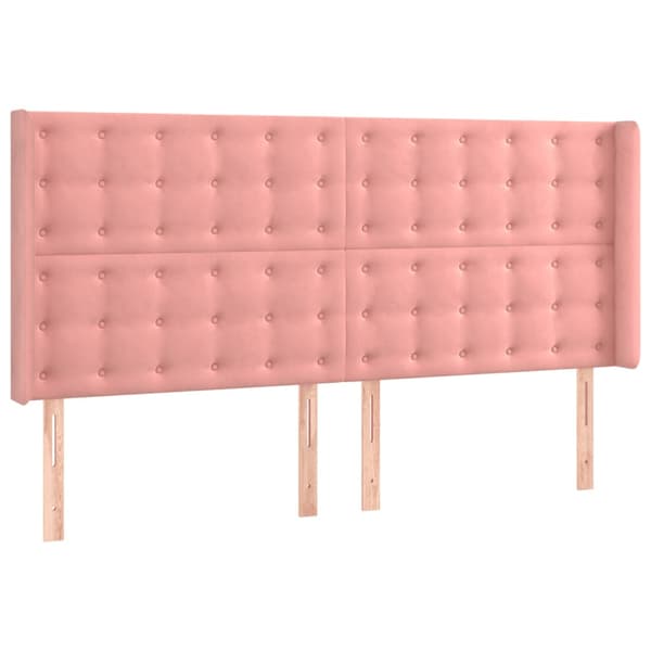 Sänggavel LED rosa 203x16x118/128 cm sammet